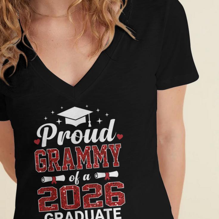 Proud Grammy Of A 2026 Graduate Class Of Graduation Women's Jersey Short Sleeve Deep V-Neck Tshirt