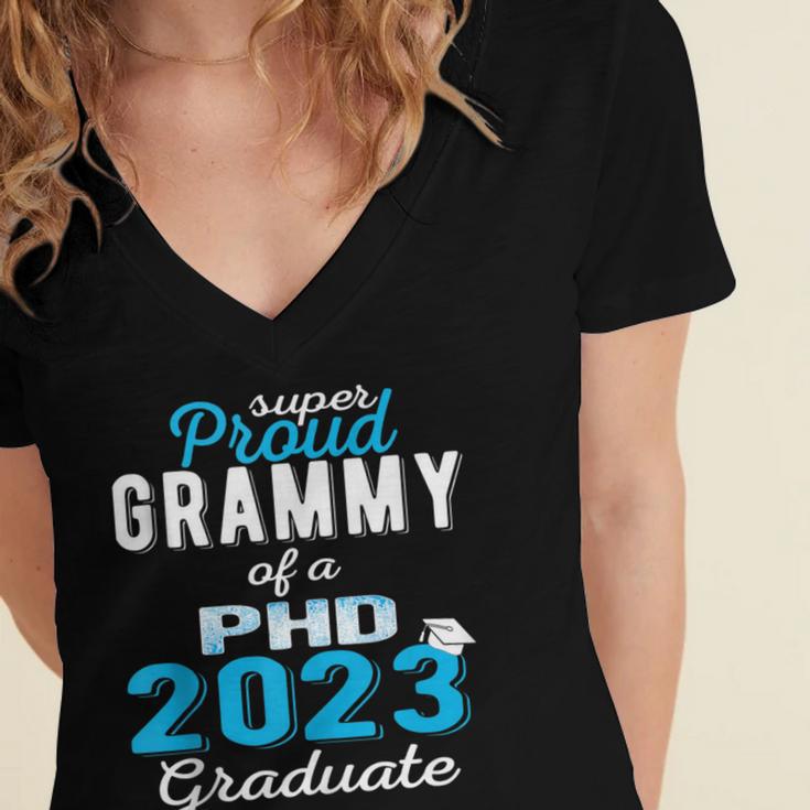 Proud Grammy Class Of 2023 PHD Graduate Doctorate Graduation Women's Jersey Short Sleeve Deep V-Neck Tshirt