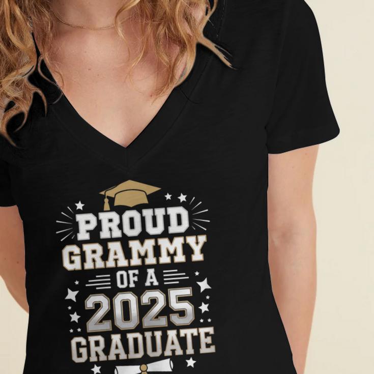Proud Grammy Of A Class Of 2025 Graduate Senior Graduation Women's Jersey Short Sleeve Deep V-Neck Tshirt