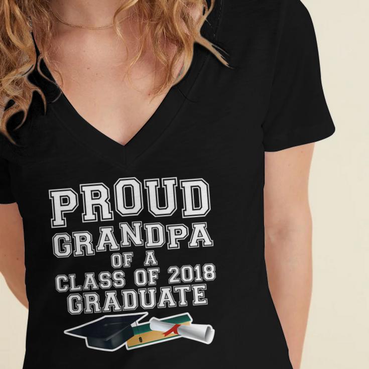 Proud Grandfather Graduation Grandpa Of Grad 2018 Shirt Women's Jersey Short Sleeve Deep V-Neck Tshirt
