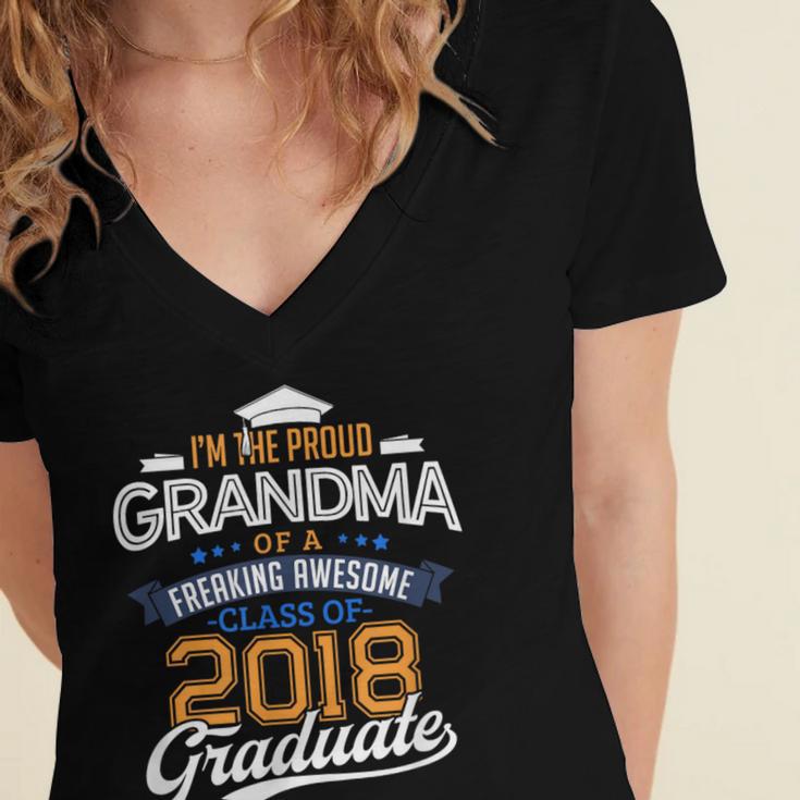 Proud Grandma Of A 2018 Graduate Shirt Graduation Grad Class Women's Jersey Short Sleeve Deep V-Neck Tshirt