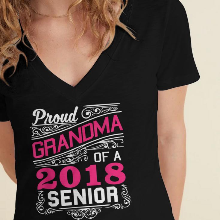 Proud Grandma Of a 2018 Senior Tshirt Graduation Women's Jersey Short Sleeve Deep V-Neck Tshirt