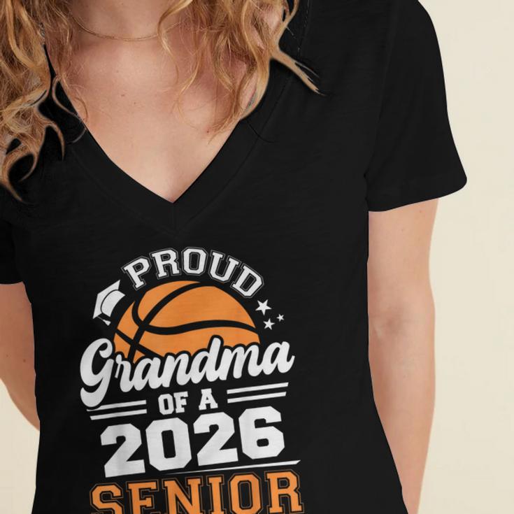 Proud Grandma Of A 2026 Senior Basketball Graduation Women's Jersey Short Sleeve Deep V-Neck Tshirt