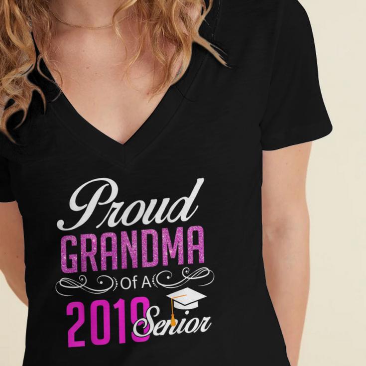 Proud GRANDMA Of A Class 2019 Senior Graduation Women's Jersey Short Sleeve Deep V-Neck Tshirt