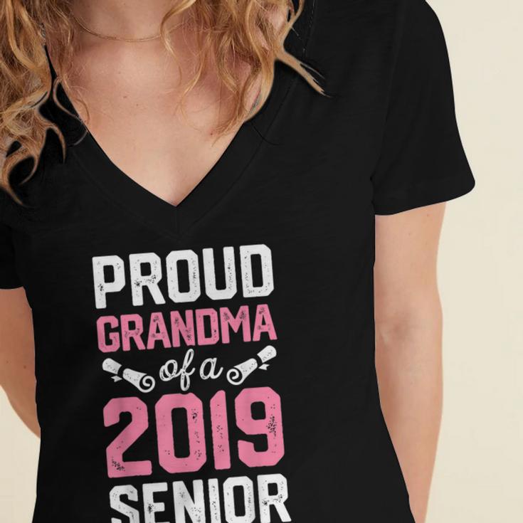 Proud Grandma Of A Class 2019 SeniorShirt Graduation Women's Jersey Short Sleeve Deep V-Neck Tshirt
