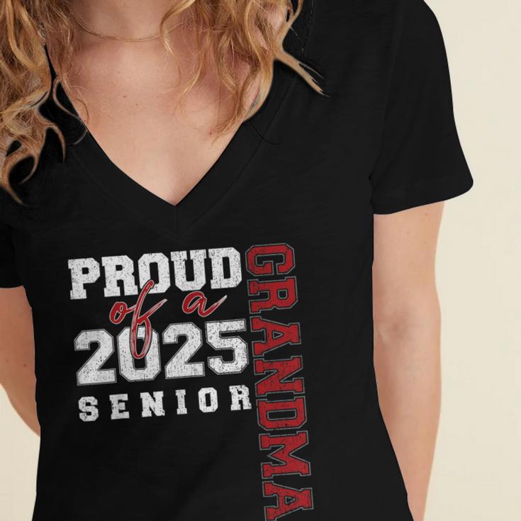 Proud Grandma Of A Class Of 2025 Senior Graduation 25 Women's Jersey Short Sleeve Deep V-Neck Tshirt