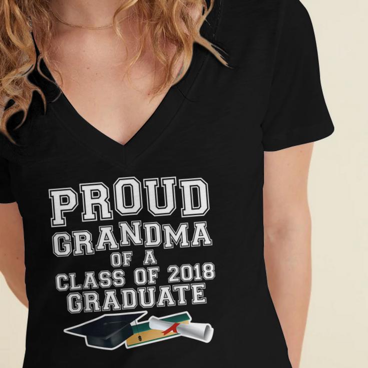 Proud Grandma Graduation Class Of 2018 Graduate Women's Jersey Short Sleeve Deep V-Neck Tshirt