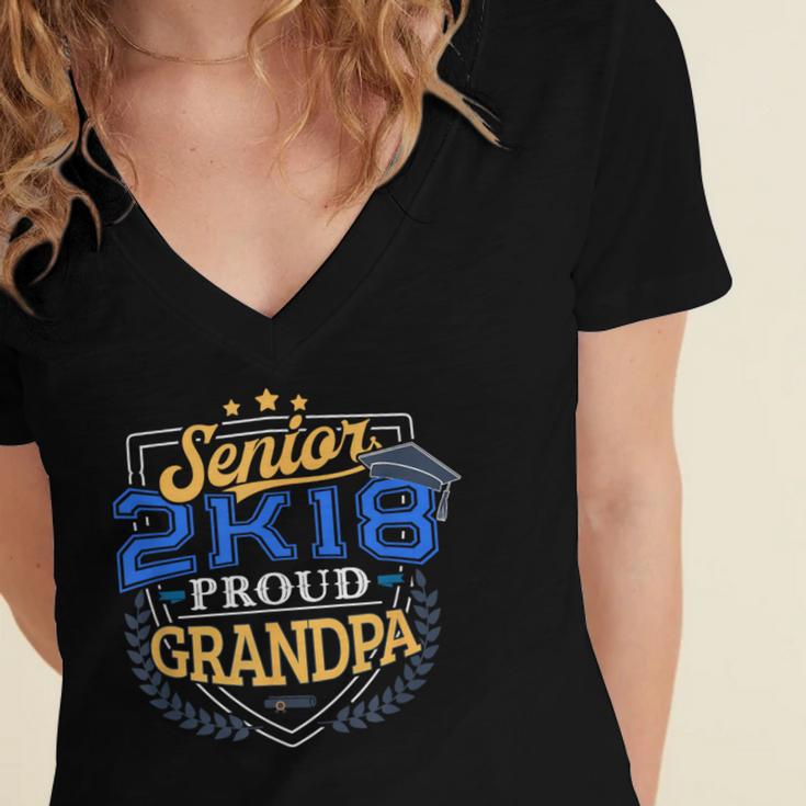 Proud Grandpa Of 2018 Senior Shirt Graduation Grad 2K18 Women's Jersey Short Sleeve Deep V-Neck Tshirt