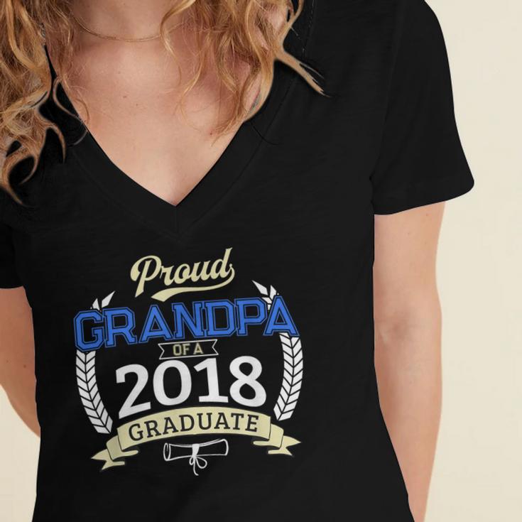 Proud Grandpa Of 2018 Senior Shirt Graduation Grad Women's Jersey Short Sleeve Deep V-Neck Tshirt