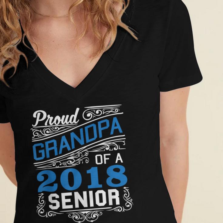 Proud Grandpa Of 2018 Senior T-Shirt Student Graduation Women's Jersey Short Sleeve Deep V-Neck Tshirt
