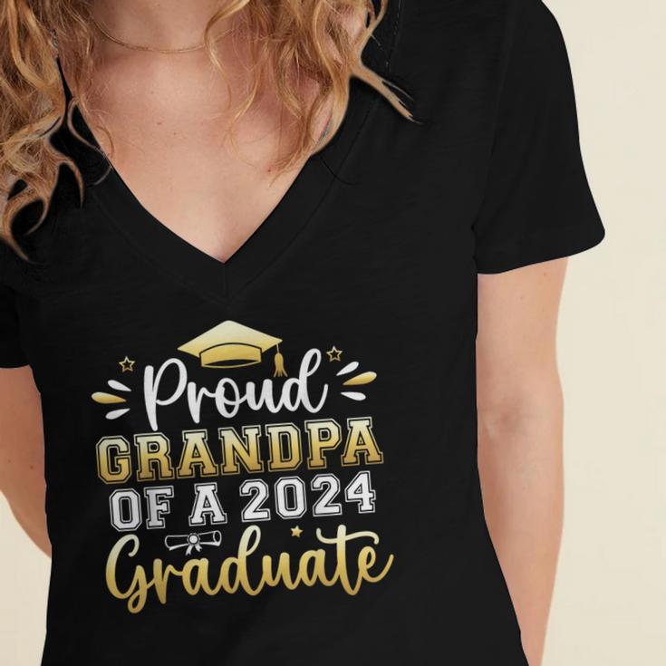 Proud Grandpa Of a 2024 Graduate Senior Graduation Men Women's Jersey Short Sleeve Deep V-Neck Tshirt