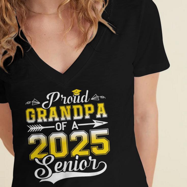 Proud Grandpa Of a 2025 Senior Graduate Graduation Women's Jersey Short Sleeve Deep V-Neck Tshirt