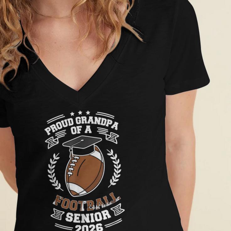 Proud Grandpa Of a 2026 Football Senior Graduation Women's Jersey Short Sleeve Deep V-Neck Tshirt