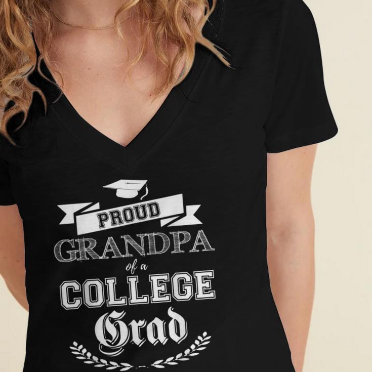 Proud Grandpa Of a College Grad 2019 Family Graduation Shirt Women's Jersey Short Sleeve Deep V-Neck Tshirt