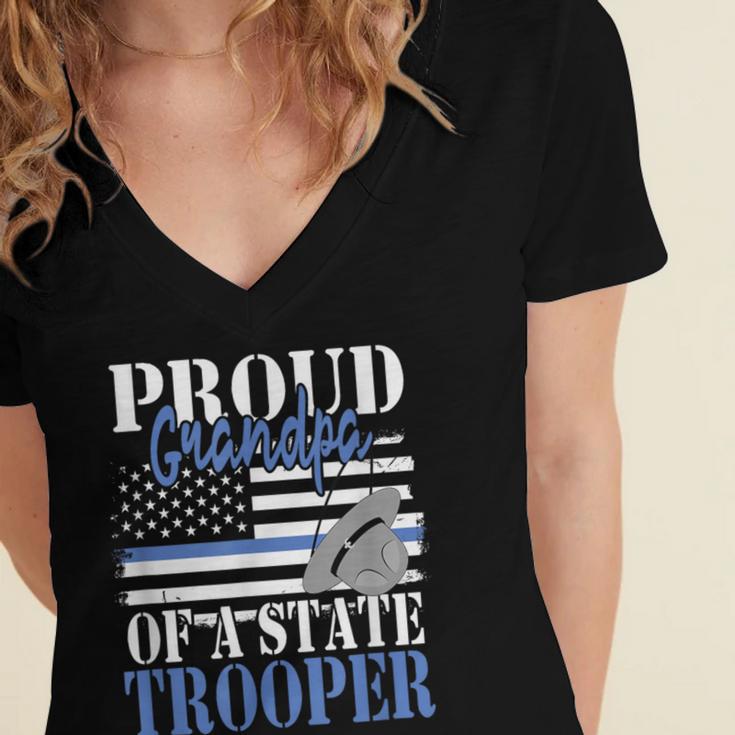 Proud Grandpa Of a State Trooper Police Officer Graduation Women's Jersey Short Sleeve Deep V-Neck Tshirt