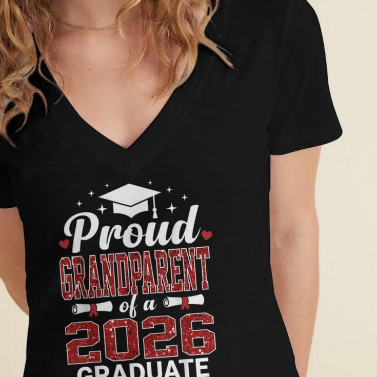Proud Grandparent Of A 2026 Graduate Class Of Graduation Women's Jersey Short Sleeve Deep V-Neck Tshirt