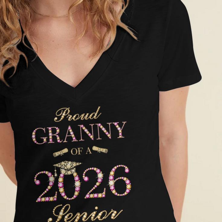 Proud Granny Of A 2026 Senior Graduate Graduation Women's Jersey Short Sleeve Deep V-Neck Tshirt