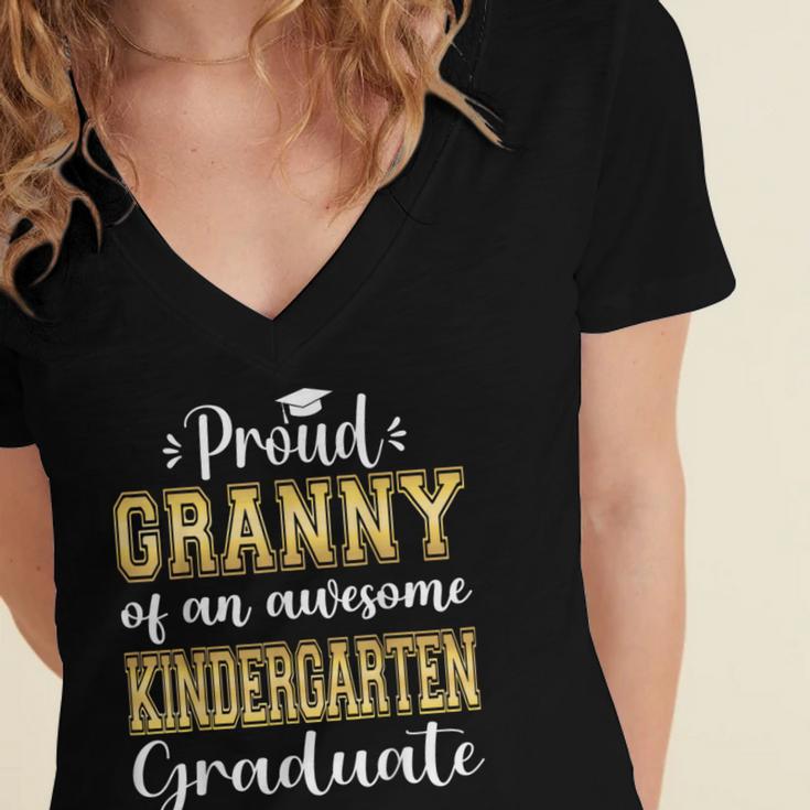 Proud Granny Of Kindergarten Graduate 2024 Graduation Granny Women's Jersey Short Sleeve Deep V-Neck Tshirt