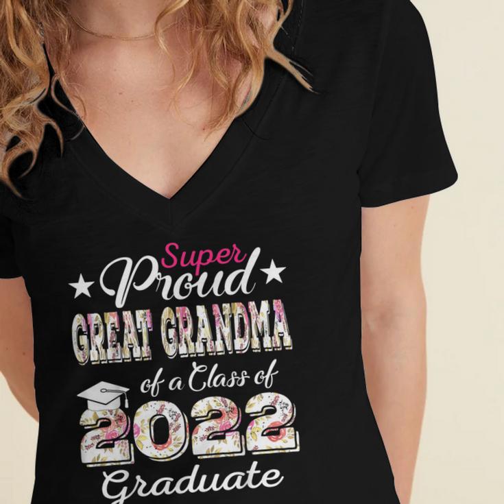 Proud Great Grandma Of 2022 Graduate Class 2022 Graduation Women's Jersey Short Sleeve Deep V-Neck Tshirt