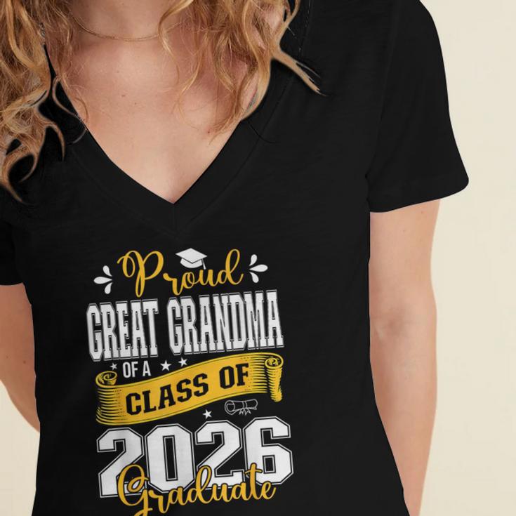 Proud Great Grandma Of a Class Of 2026 Graduate Graduation Women's Jersey Short Sleeve Deep V-Neck Tshirt