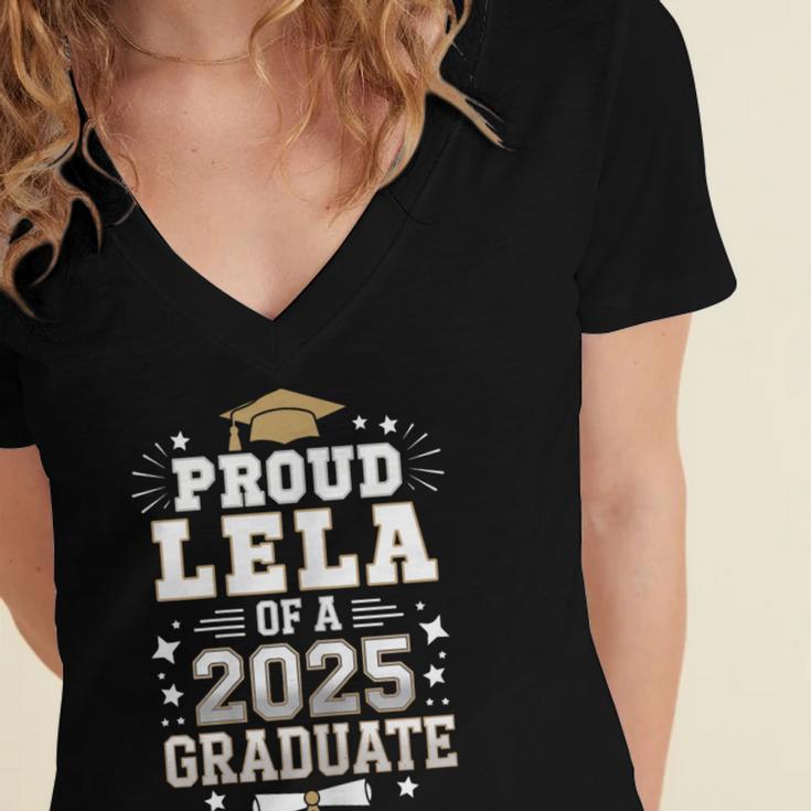 Proud Lela Of A Class Of 2025 Graduate Senior Graduation Women's Jersey Short Sleeve Deep V-Neck Tshirt