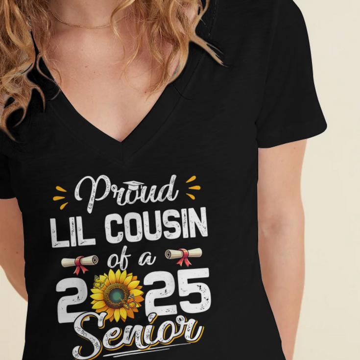 Proud Lil Cousin Of A Class Of 2025 Senior Graduation 2025 Women's Jersey Short Sleeve Deep V-Neck Tshirt