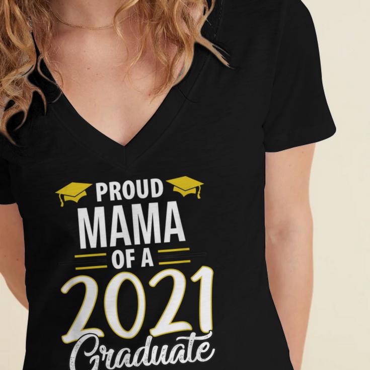 Proud Mama Of A 2021 Graduate Graduation Clothes MBA PhD Women's Jersey Short Sleeve Deep V-Neck Tshirt