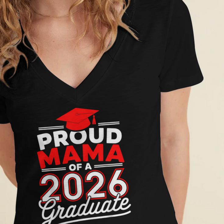 Proud Mama Of A 2026 Graduate Class Of 2026 Mom Graduation Women's Jersey Short Sleeve Deep V-Neck Tshirt