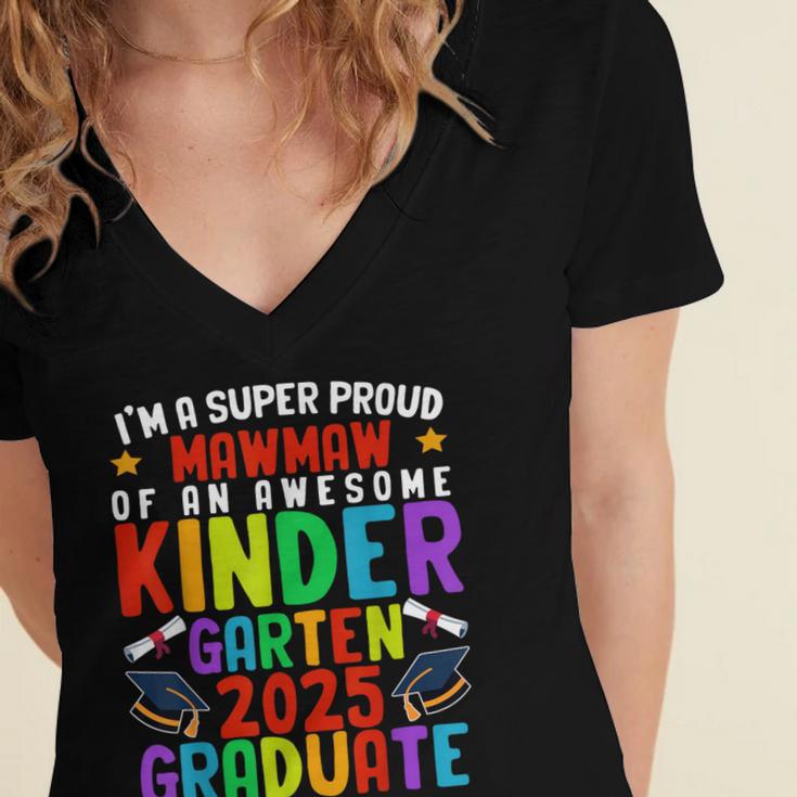 Proud MAWMAW Of Awesome Kindergarten Pre-K Graduation 2025 Women's Jersey Short Sleeve Deep V-Neck Tshirt