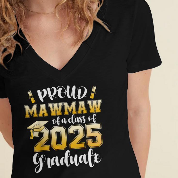 Proud Mawmaw Of a Class Of 2025 Graduate Graduation 2025 Women's Jersey Short Sleeve Deep V-Neck Tshirt