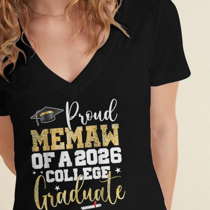 Proud Memaw Of 2026 Graduate College Graduation Women's Jersey Short Sleeve Deep V-Neck Tshirt