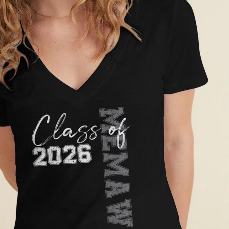 Proud Memaw Of A Class Of 2026 Graduate Senior 26 Graduation Women's Jersey Short Sleeve Deep V-Neck Tshirt