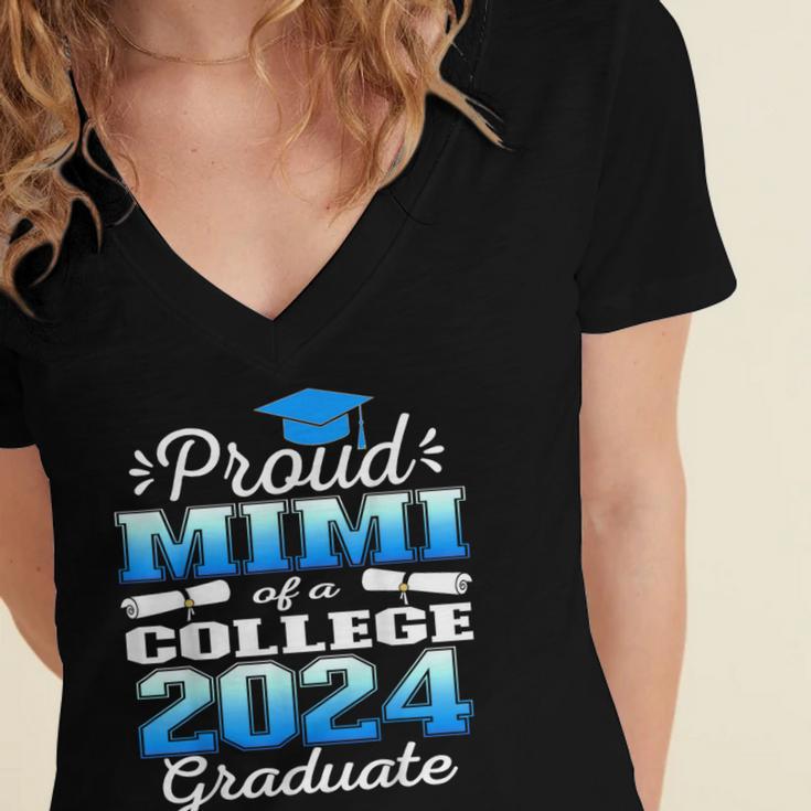 Proud Mimi Of 2024 College Graduate Family 24 Graduation Women's Jersey Short Sleeve Deep V-Neck Tshirt
