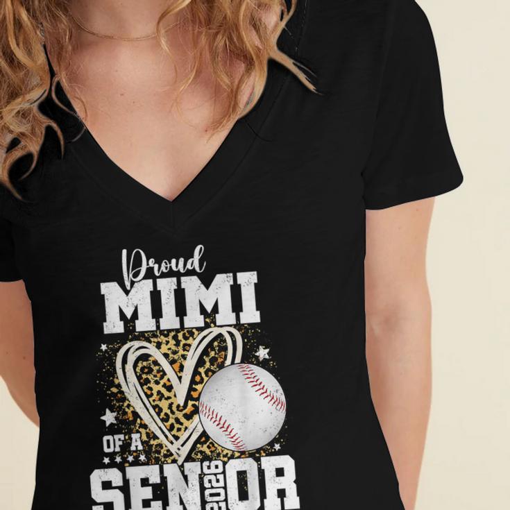 Proud Mimi Of A 2026 Senior Baseball Graduation Leopard Women's Jersey Short Sleeve Deep V-Neck Tshirt