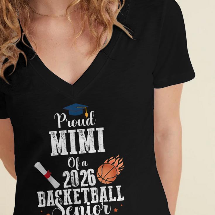 Proud MIMI Of 2026 Basketball Senior Class Graduation Women's Jersey Short Sleeve Deep V-Neck Tshirt