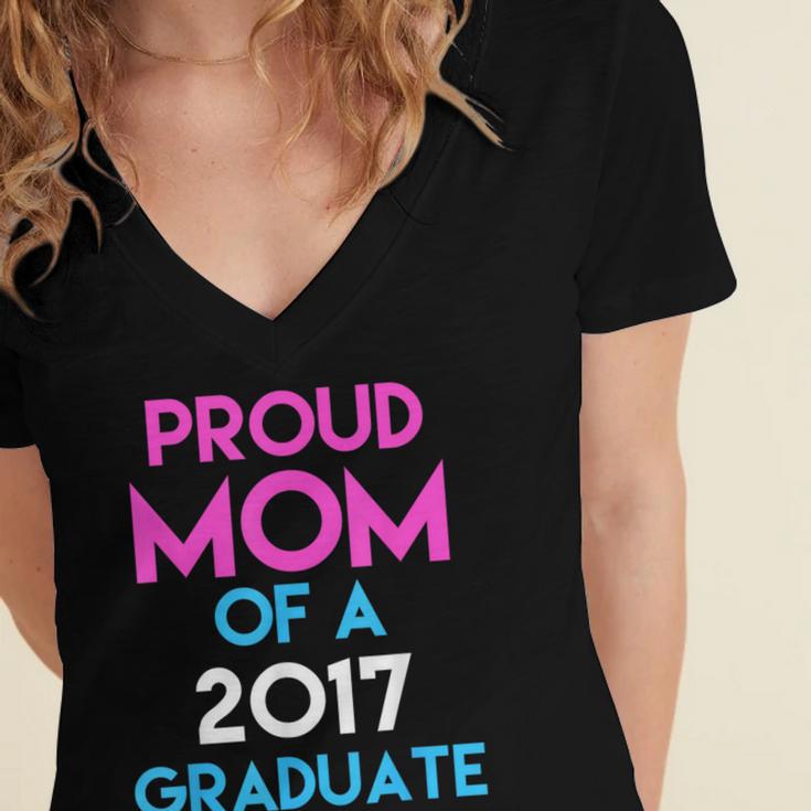 Proud Mom Of A 2017 Graduate Graduation Tee T-Shirt Women's Jersey Short Sleeve Deep V-Neck Tshirt