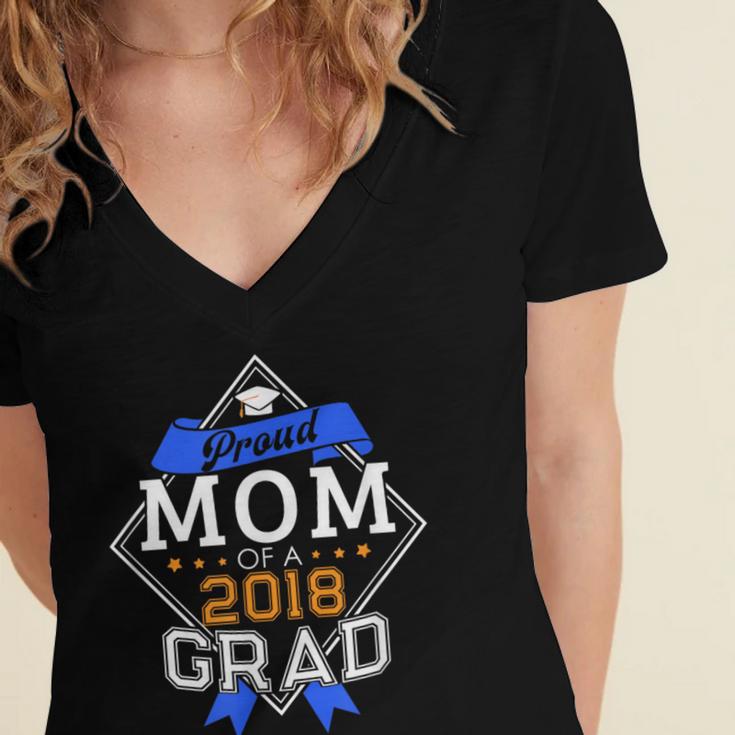Proud Mom Of A 2018 Graduate Graduation Grad Women's Jersey Short Sleeve Deep V-Neck Tshirt