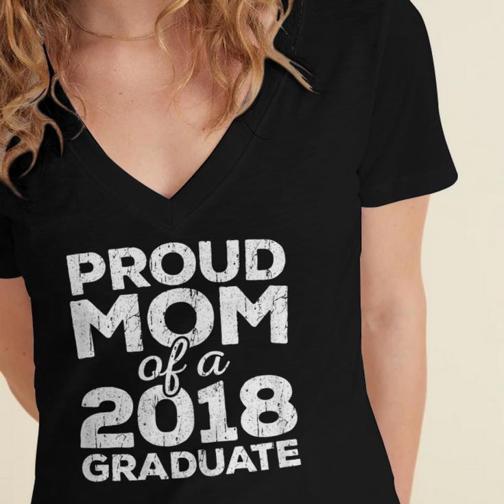 Proud Mom Of A 2018 Graduate Senior Class Graduation T-Shirt Women's Jersey Short Sleeve Deep V-Neck Tshirt