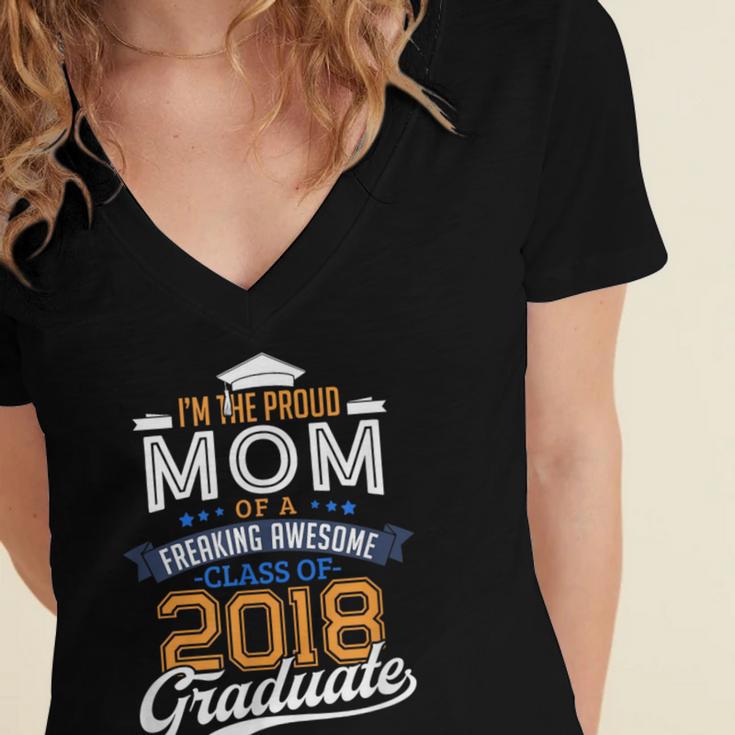 Proud Mom Of 2018 Graduate Shirt Graduation Grad Class Women's Jersey Short Sleeve Deep V-Neck Tshirt