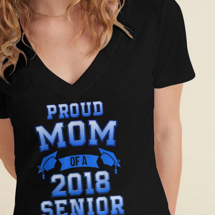 Proud Mom Of 2018 Senior GraduationShirt Women's Jersey Short Sleeve Deep V-Neck Tshirt