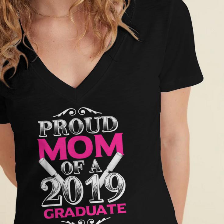 Proud Mom Of 2019 Graduate Class 2019 Tshirt Graduation Women's Jersey Short Sleeve Deep V-Neck Tshirt
