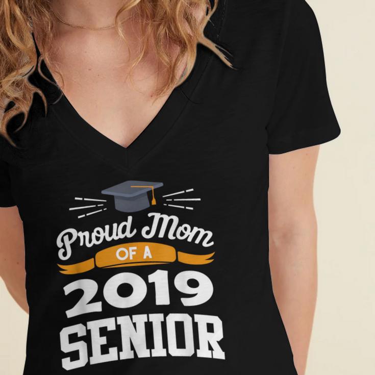 Proud Mom Of A 2019 Senior Graduation Class Outfit T-Shirt Women's Jersey Short Sleeve Deep V-Neck Tshirt