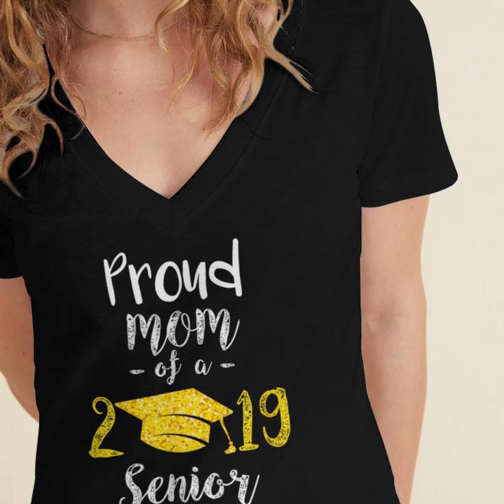 Proud Mom Of a 2019 Senior GraduationShirt Women's Jersey Short Sleeve Deep V-Neck Tshirt
