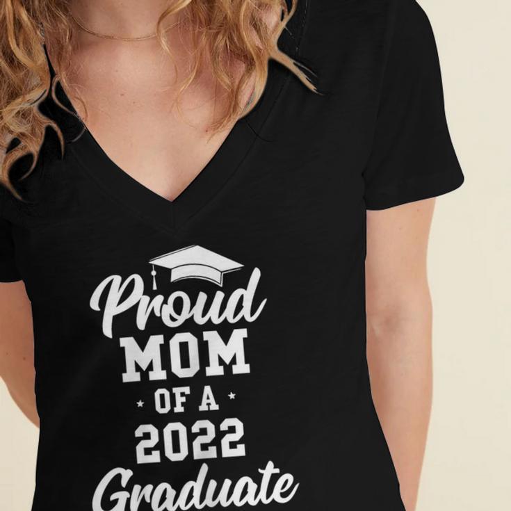 Proud Mom Of a 2022 Graduate Class Of 2022 Graduation Women's Jersey Short Sleeve Deep V-Neck Tshirt