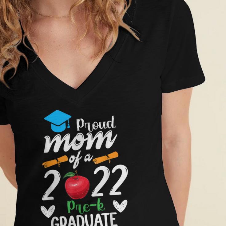 Proud Mom Of 2022 Pre K Graduate Graduation Women's Jersey Short Sleeve Deep V-Neck Tshirt