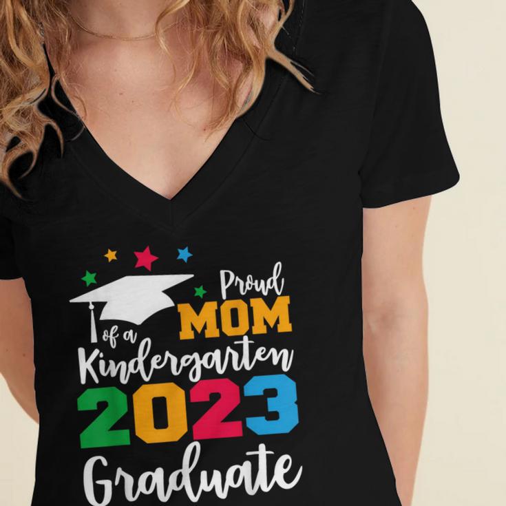 Proud Mom Of A 2023 Graduate Senior 2023 Graduation 23 Women's Jersey Short Sleeve Deep V-Neck Tshirt