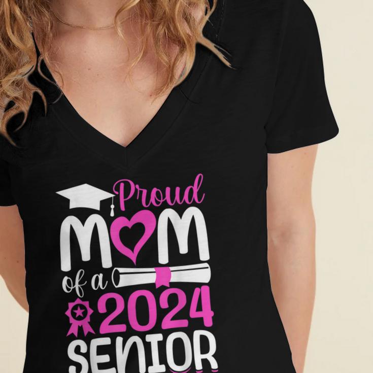 Proud Mom Of A 2024 Senior Graduation Women's Jersey Short Sleeve Deep V-Neck Tshirt Proud Mom Of A 2024 Senior Graduation Women's Jersey Short Sleeve Deep V-Neck Tshirt