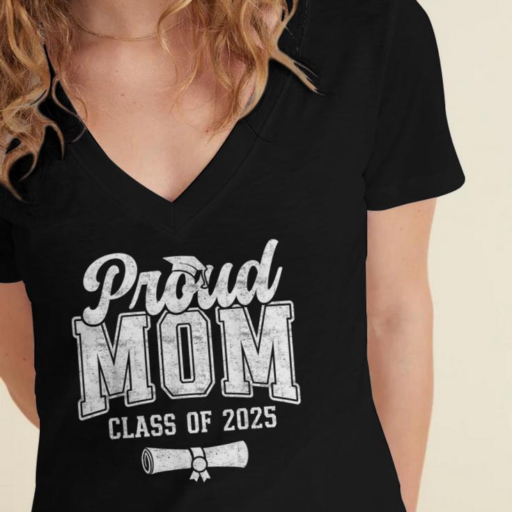 Proud Mom Of 2025 Graduate Senior Mom 25 Graduation Women's Jersey Short Sleeve Deep V-Neck Tshirt