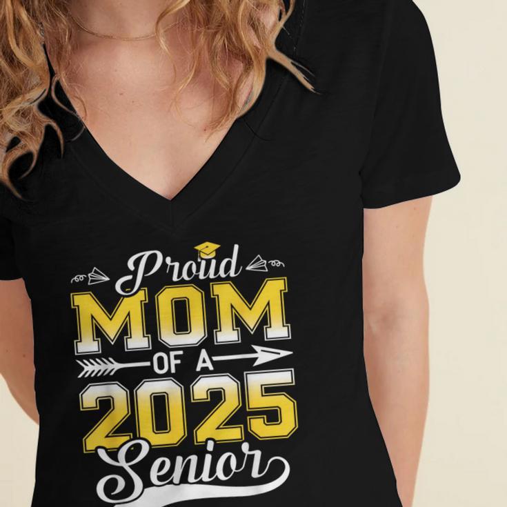 Proud Mom Of a 2025 Senior Graduate Graduation Women's Jersey Short Sleeve Deep V-Neck Tshirt