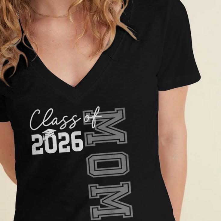 Proud Mom Of A 2026 Graduate Grad Senior Mother Graduation Women's Jersey Short Sleeve Deep V-Neck Tshirt